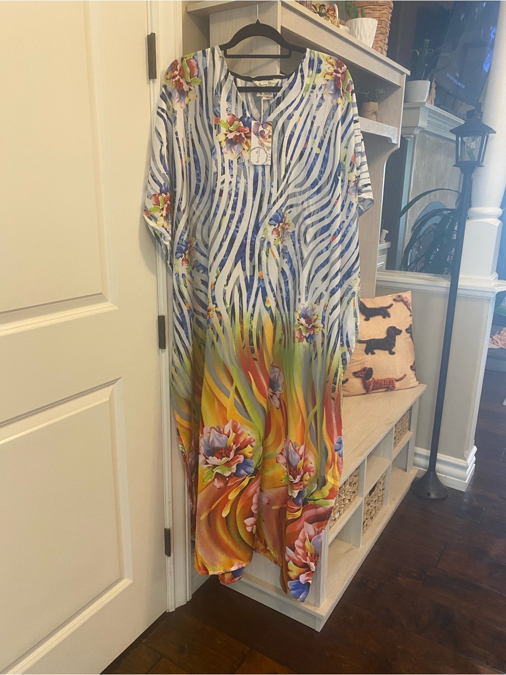 Floral Zebra Print Maxi Dress in Blue and Multicolor